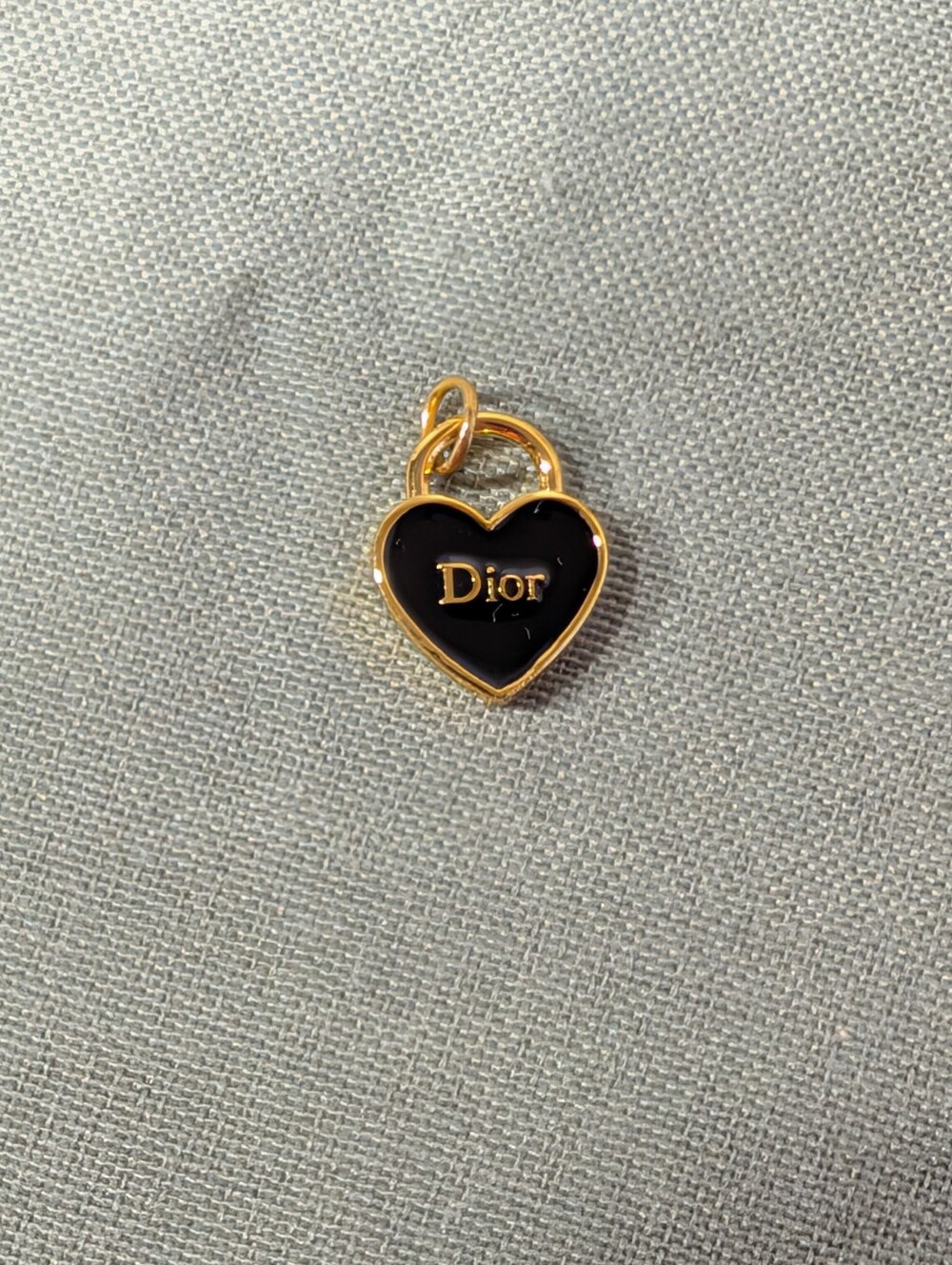 Dior Charm/Zipper Pull Black Enamel Heart